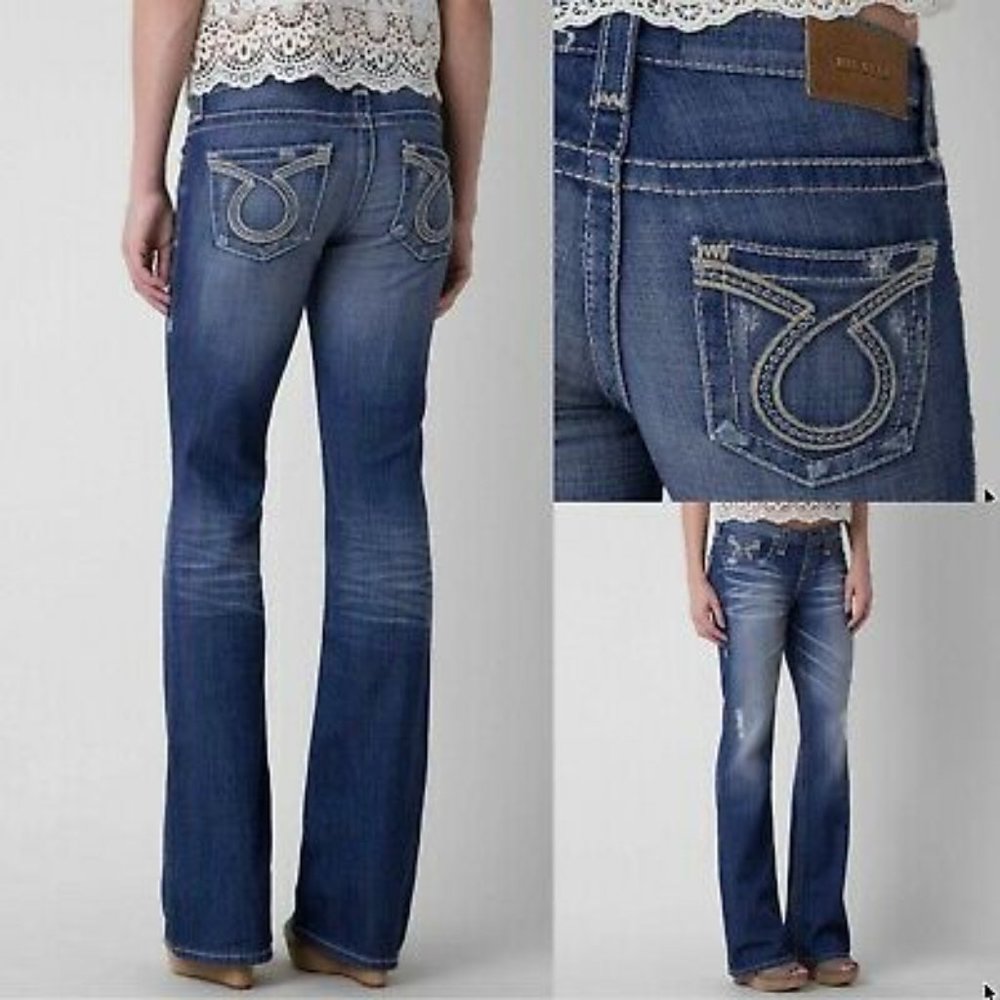 Big Star Liv Low Rise Contrast Stitch Bootcut Denim Jeans 30L